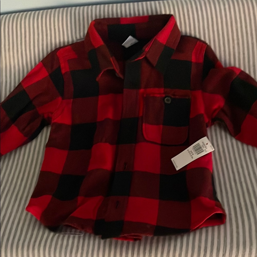 Old Navy Red and Black Button Down Shirt
